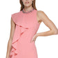 Vince Camuto Women's Embellished Neck Ruffled Chiffon Sheath Dress Orange Size 4