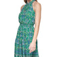 Vince Camuto Women's Printed Sleeveless Fit & Flare Dress Green Size 12