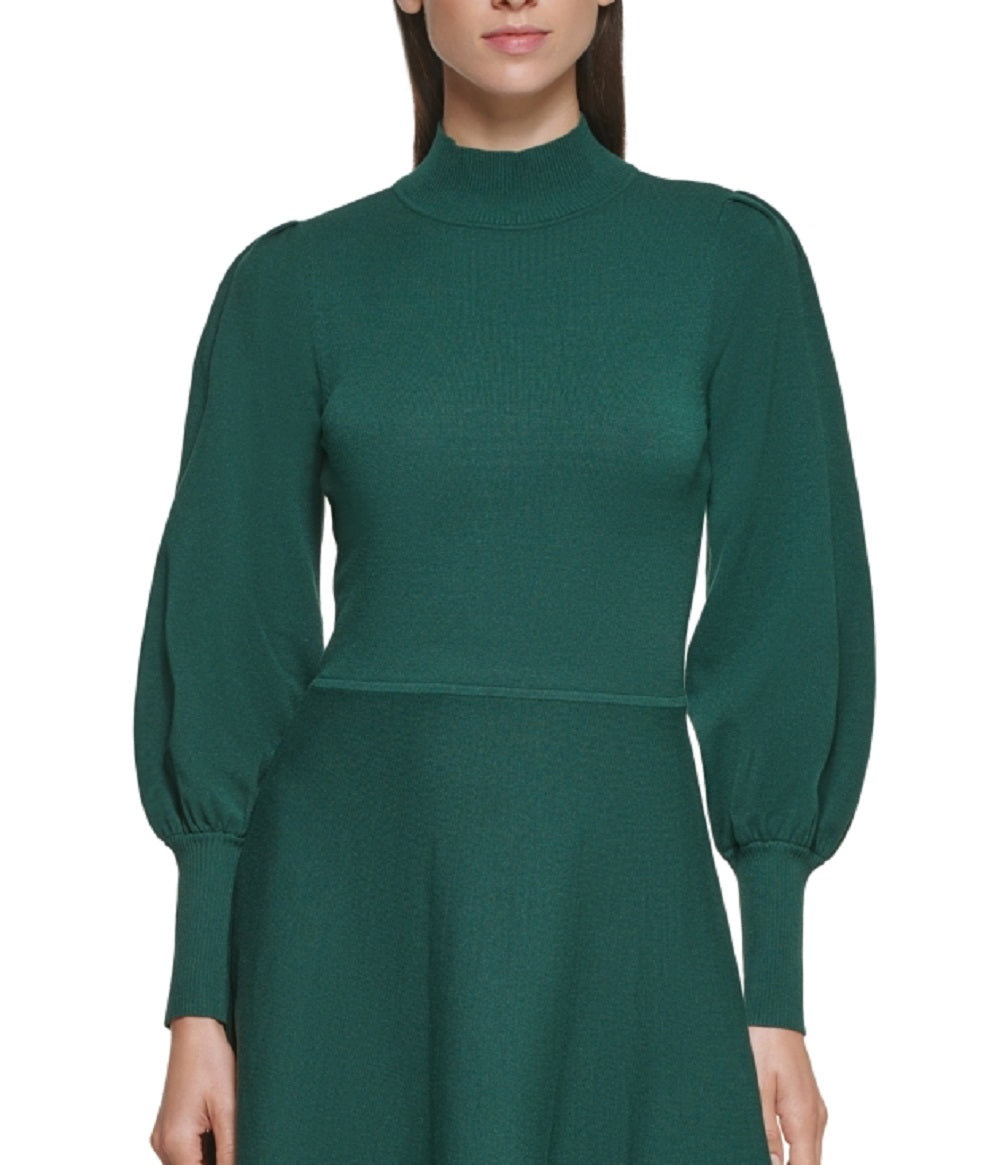 Vince Camuto Women's Mock Neck Puff Sleeve Dress Green Size X-Large