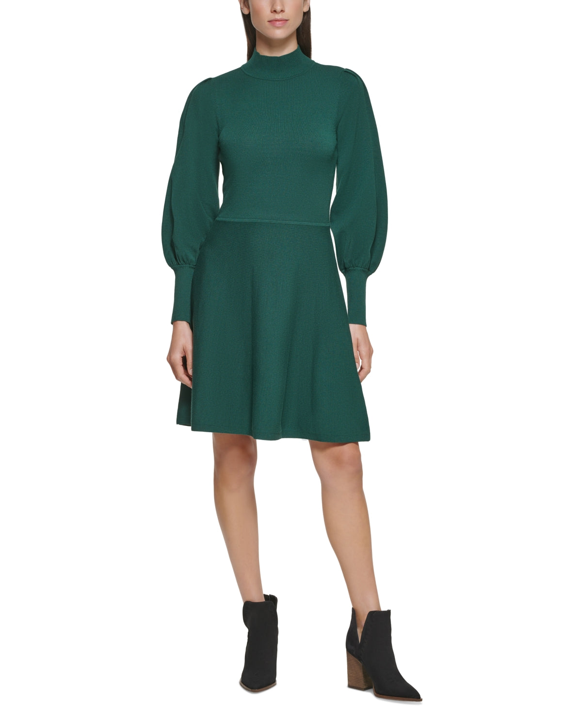 Vince Camuto Women's Mock Neck Puff Sleeve Dress Green Size X-Large