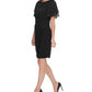 Jessica Howard Women's Chiffon Sleeve Sheath Dress Black Size 8Petite