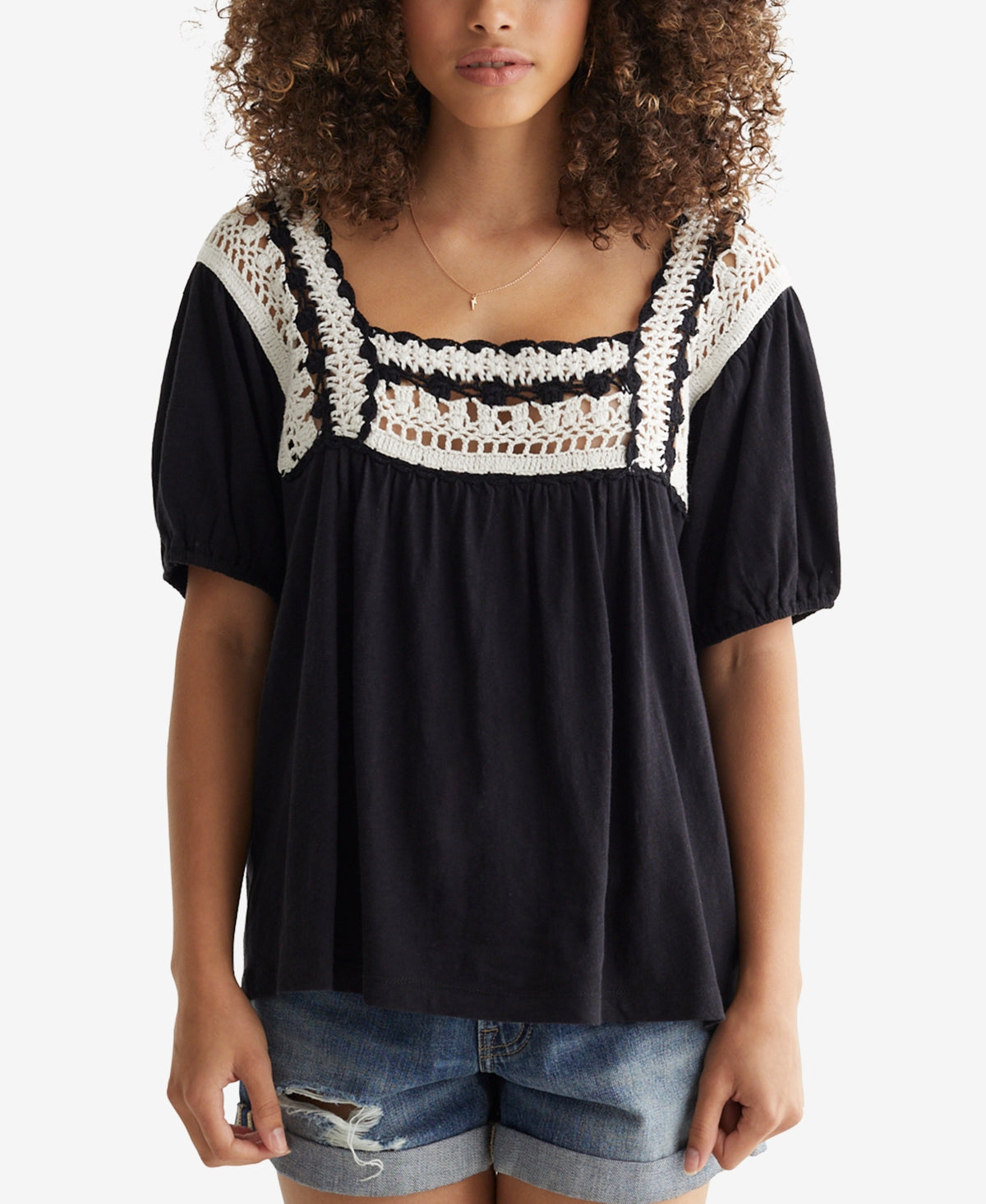 lucky-brand-womens-crochet-square-neck-cotton-knit-top-black-size-small