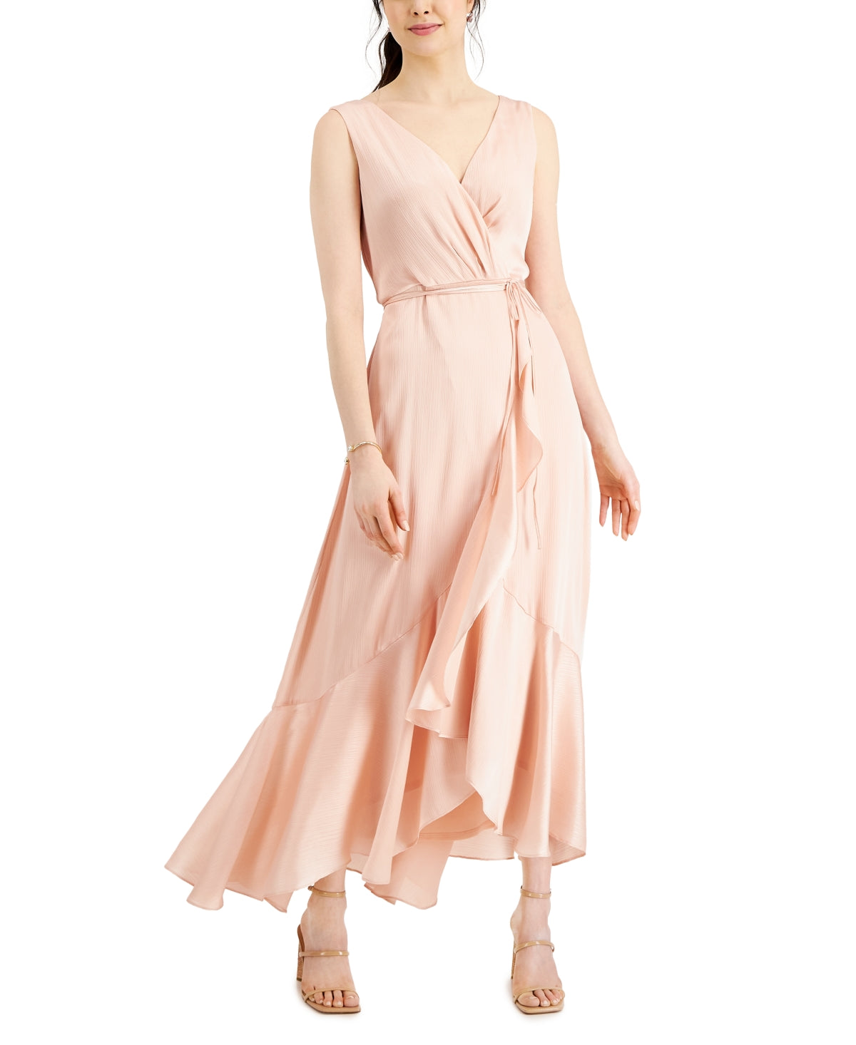 Taylor Women's Chiffon High Low Maxi Dress Pink Size 12