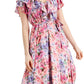 Taylor Women's Ruffled Floral Print Chiffon A Line Dress Pink Size 4