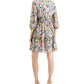 Taylor Women's Ruffled Floral Print Chiffon Smocked A Line Dress White Size 6