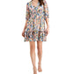 Taylor Women's Floral Print Smocked Waist A Line Dress White Size 4 Petite