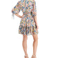 Taylor Women's Floral Print Smocked Waist A Line Dress White Size 4 Petite