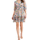 Taylor Women's Floral Print Smocked Waist A Line Dress White Size 8 Petite