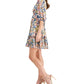 Taylor Women's Floral Print Smocked Waist A Line Dress White Size 8 Petite