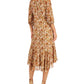 Taylor Women's Sheer Floral Print Midi Dress Brown Size 4 Petite
