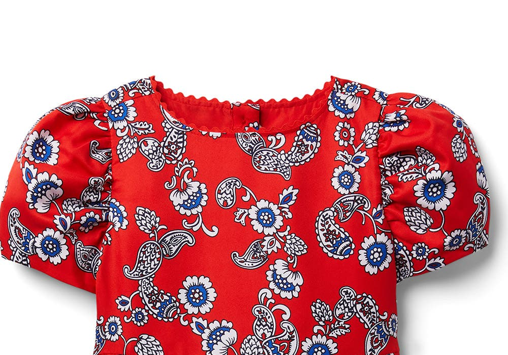 Janie and Jack Kids' Short Sleeve Dress in Red Size 8