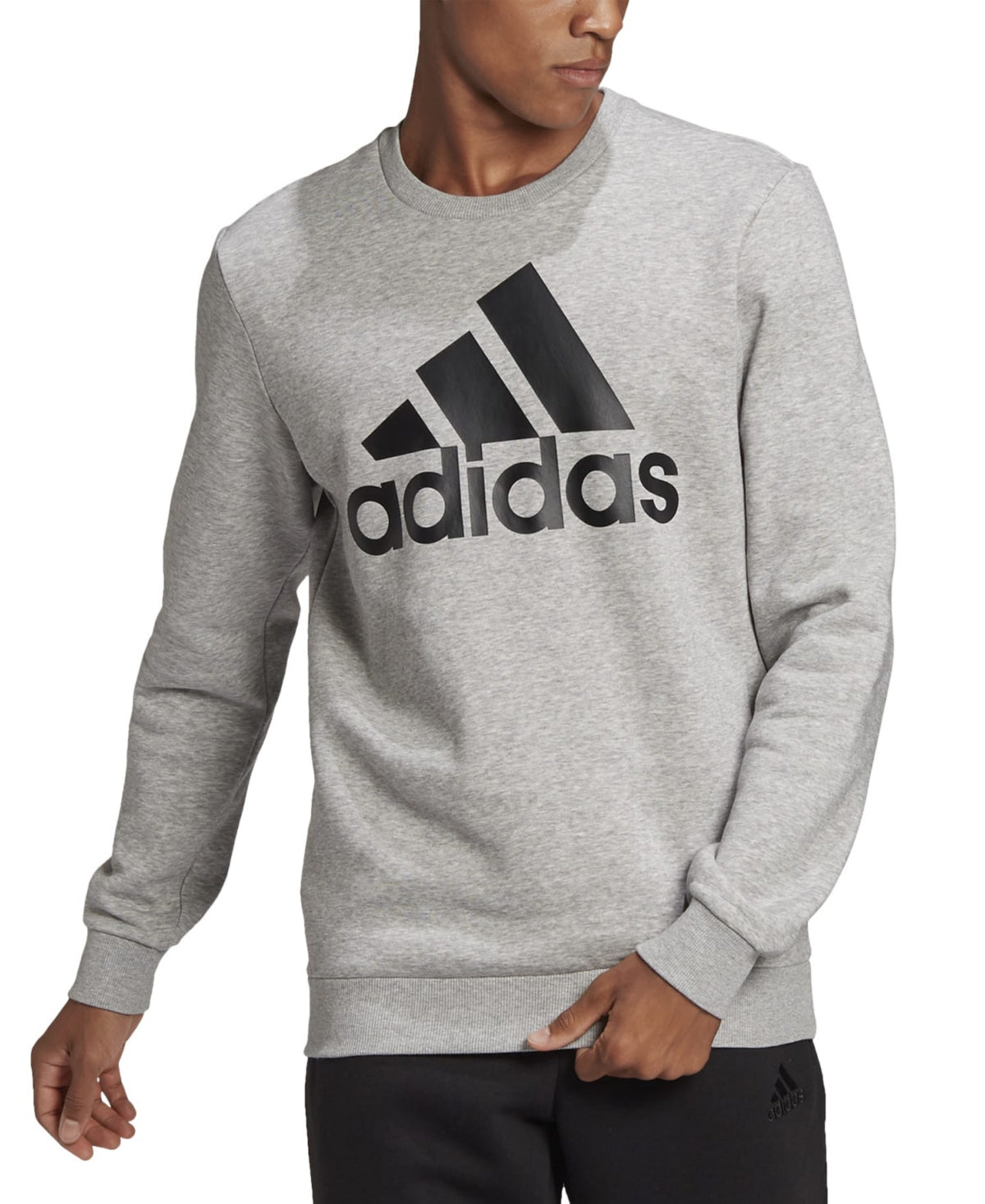 adidas Men's Fleece Crewneck Logo Sweatshirt Gray Size Small