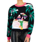 Hooked Up By IOT Junior's Sequined Embroidered Sweater Black Size Small