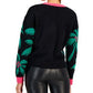 Hooked Up By IOT Junior's Sequined Embroidered Sweater Black Size X-Small