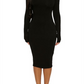 Naked Wardrobe The Nw Long Sleeve Midi Dress In Black Size X-Small
