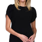 Michael Kors Women's Tulip Sleeve Knit Top Black Size Petite X-Small