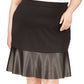 Michael Kors Women's Mixed Media Flare Skirt Black Size 2X