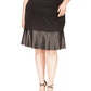 Michael Kors Women's Mixed Media Flare Skirt Black Size 2X
