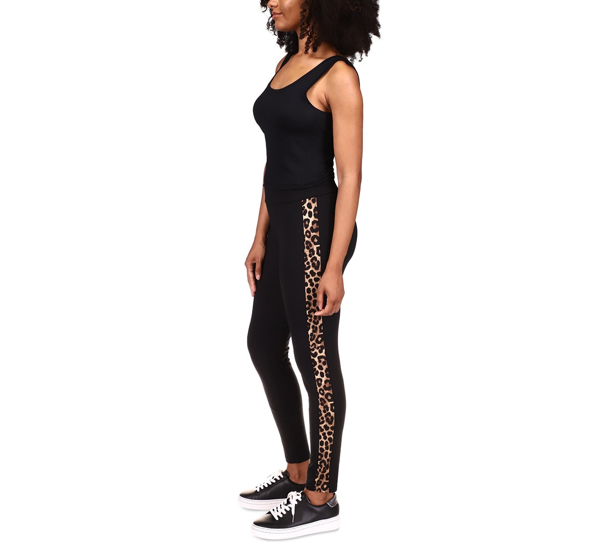 Michael Kors Women's Cheetah Stripe Leggings Black Size Petite Large