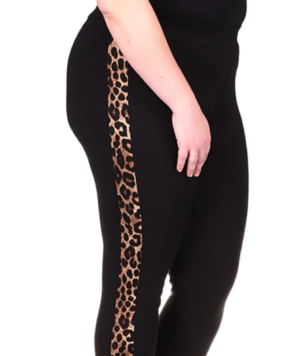 Michael Kors Women's Cheetah Striped Leggings Black Size 0X