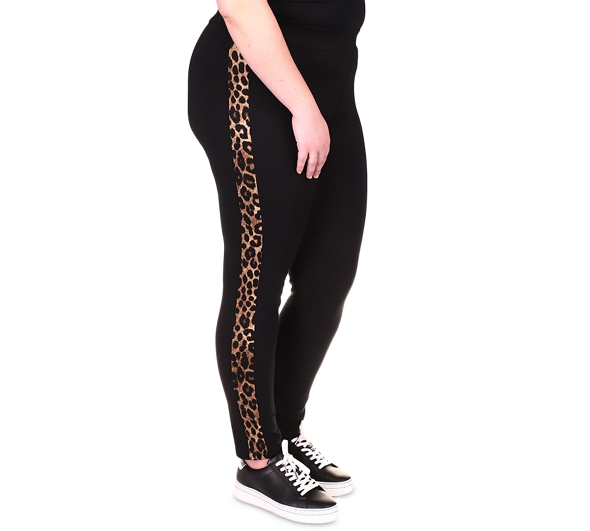 Michael Kors Women's Cheetah Striped Leggings Black Size 0X