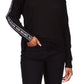 Michael Kors Women's Waffled Logo Tape Sleeve Top Black Size Petite X-Small