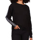 Michael Kors Women's Waffled Logo Tape Sleeve Top Black Size Petite Small