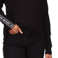 Michael Kors Women's Waffled Logo Tape Sleeve Top Black Size Petite Medium
