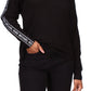 Michael Kors Women's Waffled Logo Tape Sleeve Top Black Size Petite Large