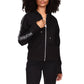 Michael Kors Women's Logo Stripe Zipper Hoodie Black Size Petite Medium