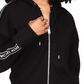 Michael Kors Women's Logo Stripe Zipper Hoodie Black Size Petite Medium