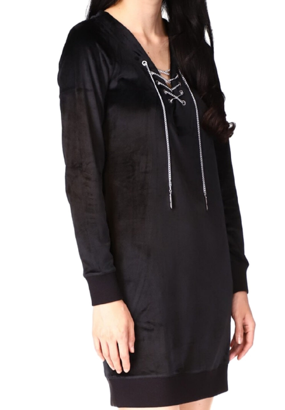 Michael Kors Women's Velour Tunic Dress Black Size X-Large