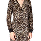Michael Kors Women's Cheetah Print Velour Dress Brown Size Small