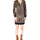 Michael Kors Women's Cheetah Print Velour Dress Brown Size Small