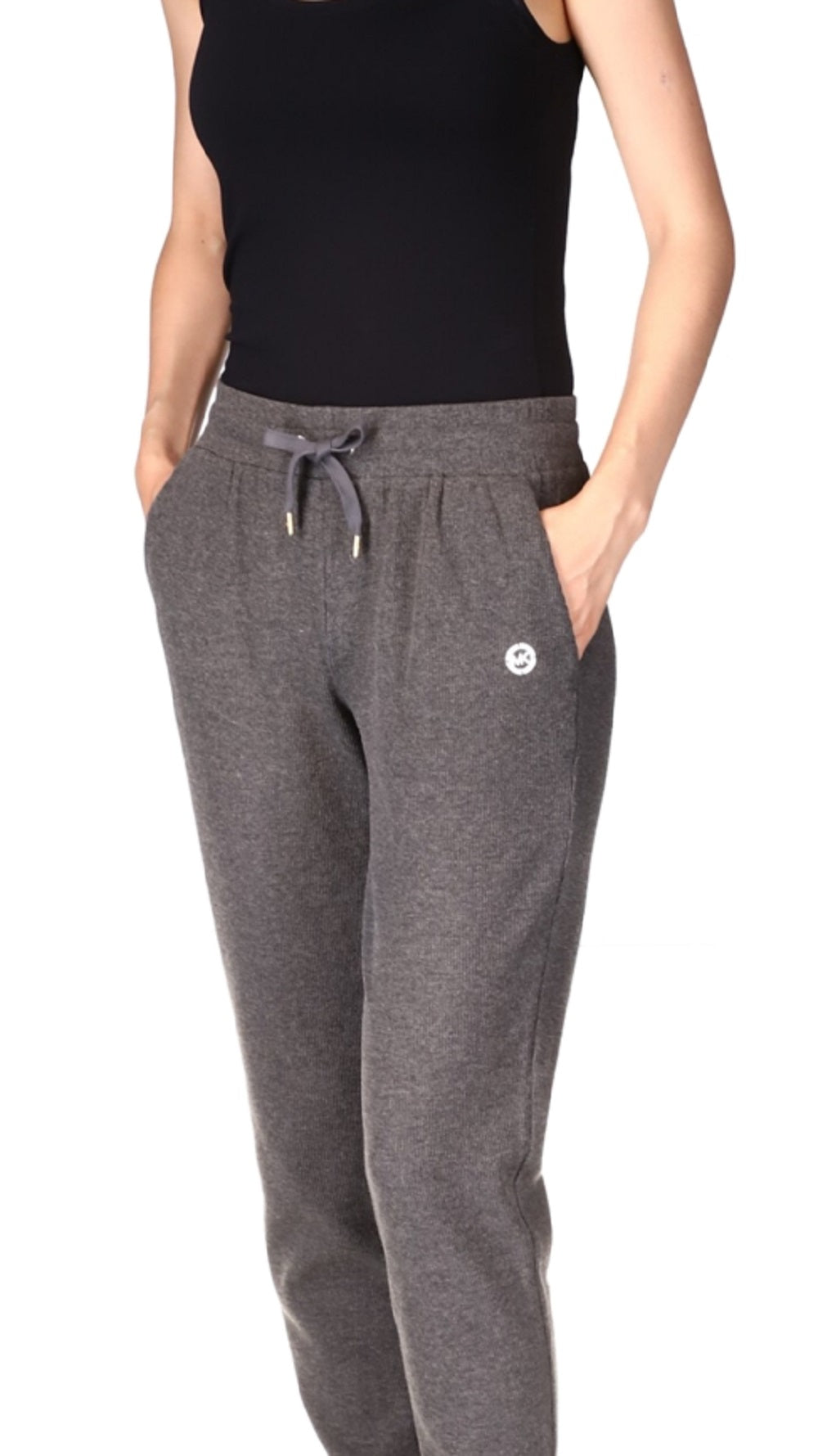 Michael Kors Women's Waffle Knit Drawstring Jogger Pants Gray Size Petite X-Large