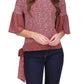 Michael Kors Women's Bell Sleeve Tie Hem Top Red Size Petite X-Large