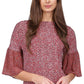 Michael Kors Women's Bell Sleeve Tie Hem Top Red Size Petite X-Large