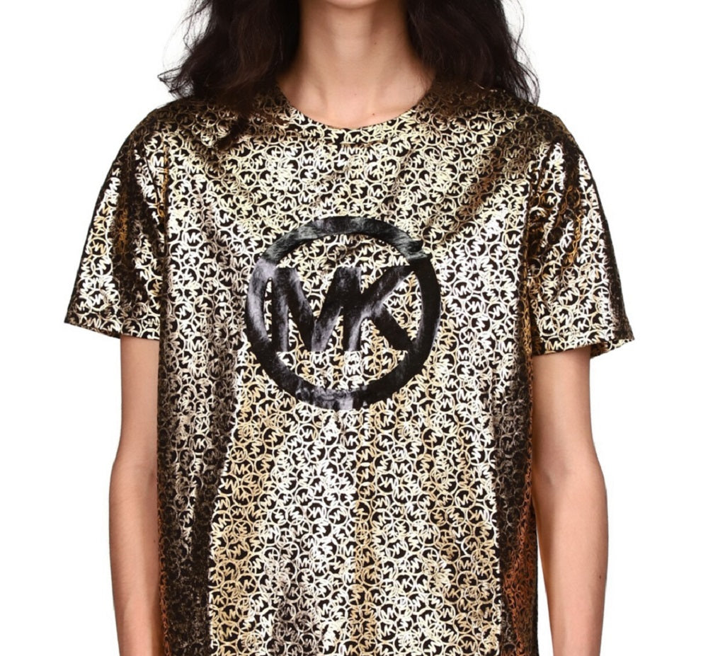 Michael Kors Women's Scatter Foil Logo T-Shirt Black Size Petite Small