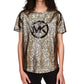 Michael Kors Women's Scatter Foil Logo T-Shirt Black Size Petite Small