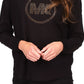 Michael Kors Women's Rhinestone Long Sleeve Top Black Size Petite Large