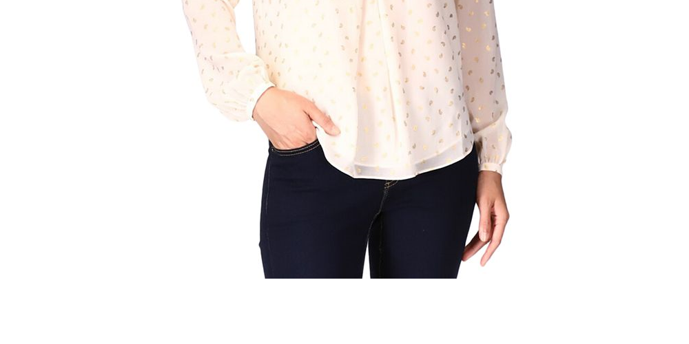 Michael Kors Women's Foil Print Pleated Blouse White Size Medium