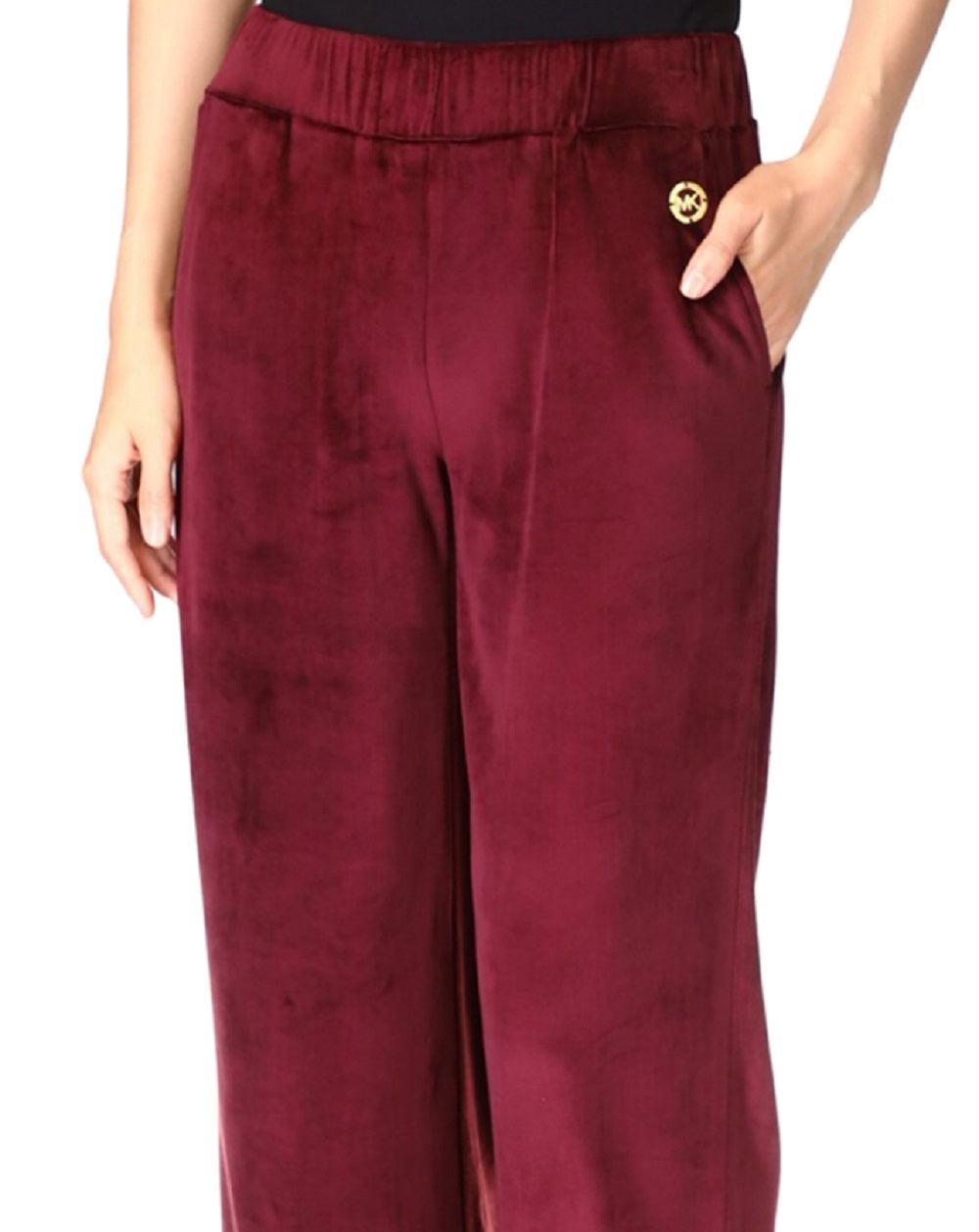 Michael Kors Women's Velour Straight Leg Pants Red Size Medium