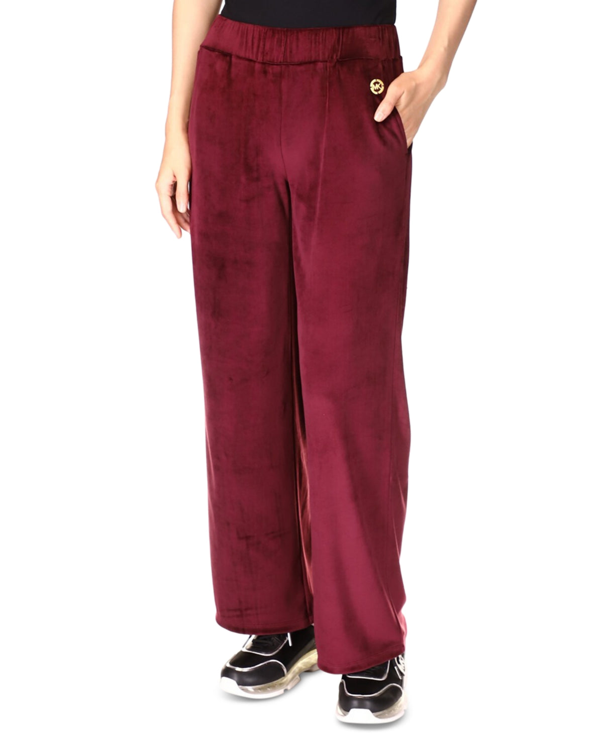 Michael Kors Women's Velour Straight Leg Pants Red Size Medium