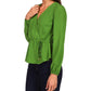 Michael Kors Women's Solid Long Sleeve Wrap Top Green Size Medium