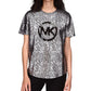 Michael Kors Women's Organic Cotton Metallic Logo Print T-Shirt Black Size Large