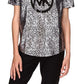 Michael Kors Women's Organic Cotton Metallic Logo Print T-Shirt Black Size Large