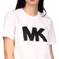 Michael Kors Women's Organic Cotton Sequined Logo T-Shirt White Size Small