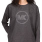 Michael Kors Women's Rhinestone Logo Waffle Knit Top Gray Size X-Small