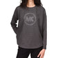 Michael Kors Women's Rhinestone Logo Waffle Knit Top Gray Size X-Small