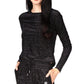 Michael Kors Women's Velvet Shimmery Long Sleeve Top Black Size X-Large